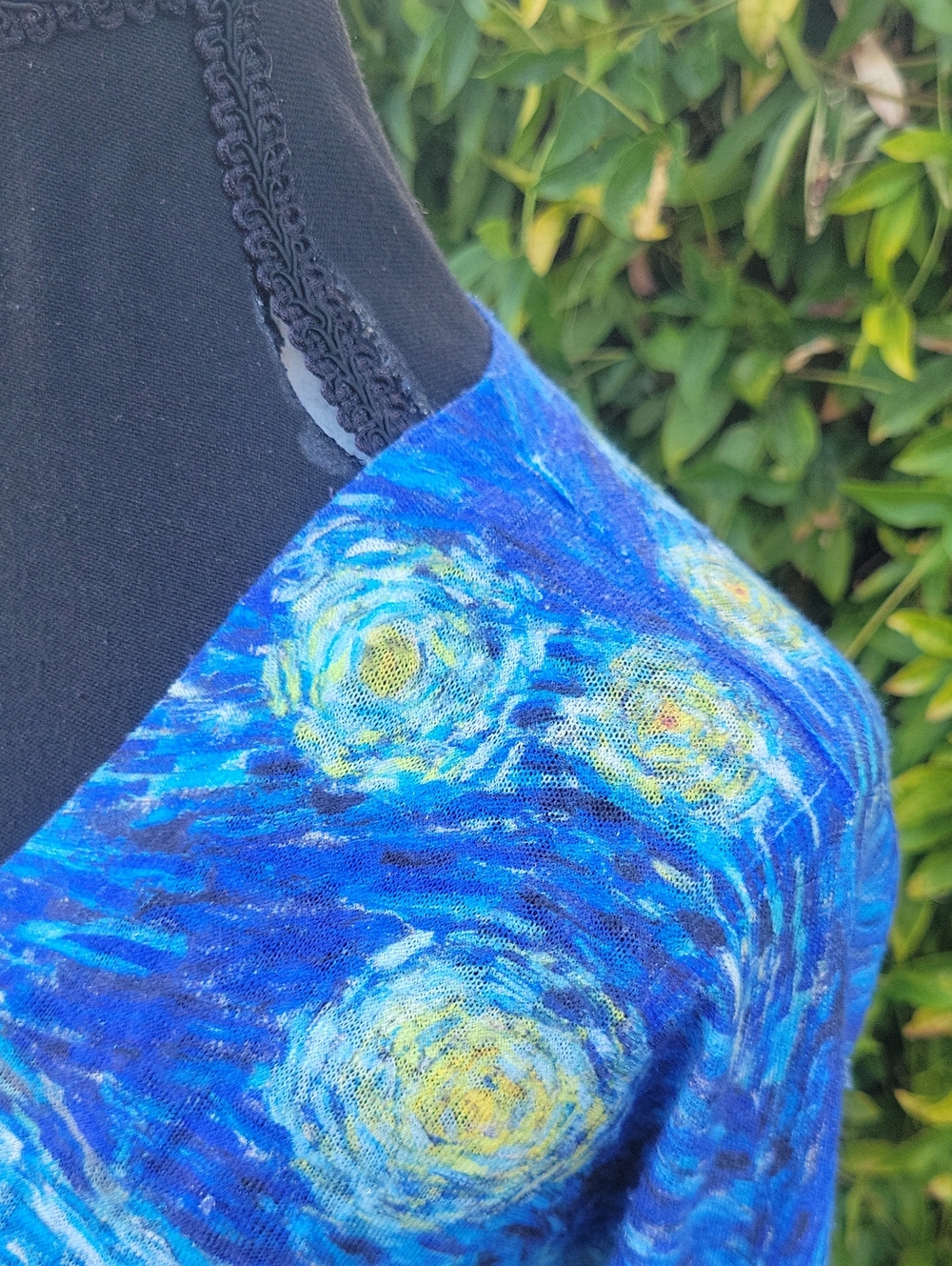 Starry Night Blue V-Neck Art Print Celestial Tunic M - Picture 6 of 16